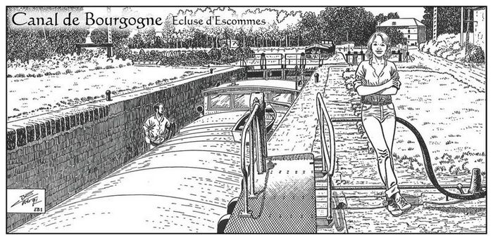 Ecluse d'Escommes (dessin Ch.Berg)
